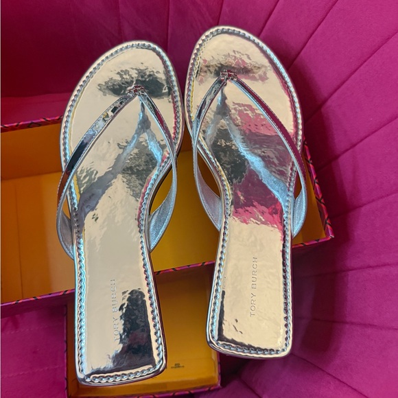 Tory Burch Metallic Silver Sandals - Picture 3 of 4